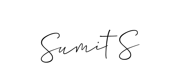 The best way (Allison_Script) to make a short signature is to pick only two or three words in your name. The name Sumit S include a total of six letters. For converting this name. Sumit S signature style 2 images and pictures png