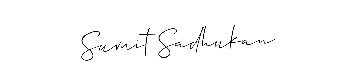 The best way (Allison_Script) to make a short signature is to pick only two or three words in your name. The name Sumit Sadhukan include a total of six letters. For converting this name. Sumit Sadhukan signature style 2 images and pictures png