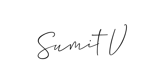 if you are searching for the best signature style for your name Sumit V. so please give up your signature search. here we have designed multiple signature styles  using Allison_Script. Sumit V signature style 2 images and pictures png