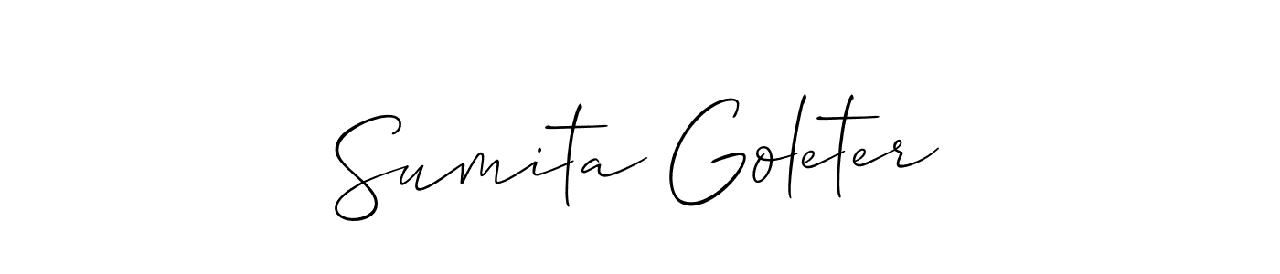 Once you've used our free online signature maker to create your best signature Allison_Script style, it's time to enjoy all of the benefits that Sumita Goleter name signing documents. Sumita Goleter signature style 2 images and pictures png