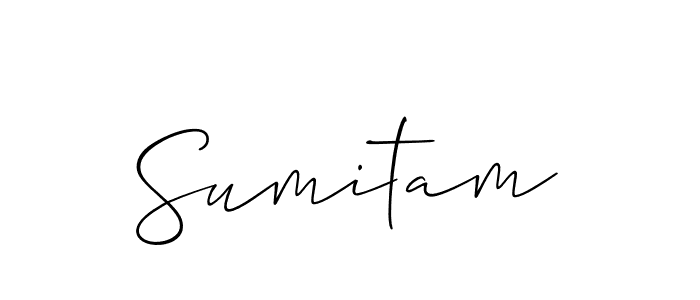 You should practise on your own different ways (Allison_Script) to write your name (Sumitam) in signature. don't let someone else do it for you. Sumitam signature style 2 images and pictures png