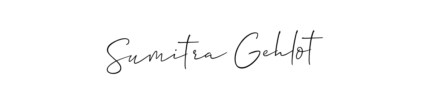 The best way (Allison_Script) to make a short signature is to pick only two or three words in your name. The name Sumitra Gehlot include a total of six letters. For converting this name. Sumitra Gehlot signature style 2 images and pictures png