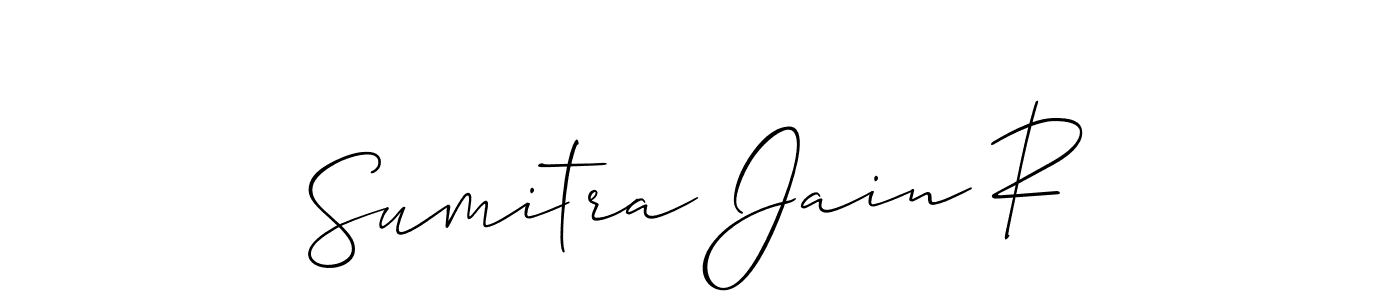 You should practise on your own different ways (Allison_Script) to write your name (Sumitra Jain R) in signature. don't let someone else do it for you. Sumitra Jain R signature style 2 images and pictures png