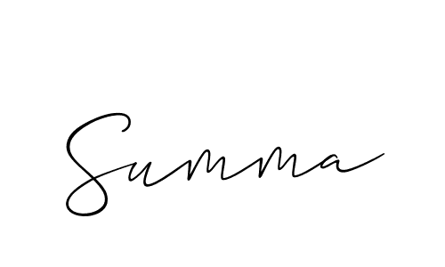The best way (Allison_Script) to make a short signature is to pick only two or three words in your name. The name Summa include a total of six letters. For converting this name. Summa signature style 2 images and pictures png