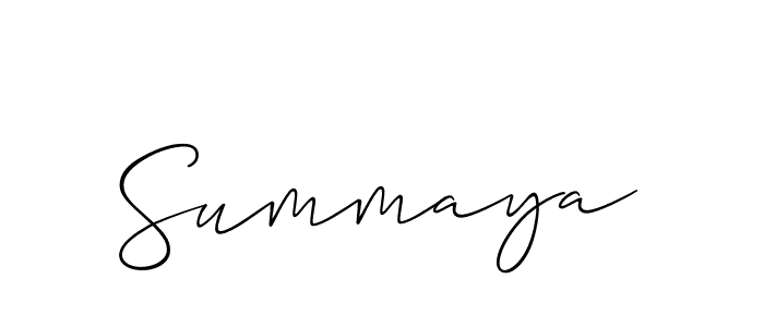 The best way (Allison_Script) to make a short signature is to pick only two or three words in your name. The name Summaya include a total of six letters. For converting this name. Summaya signature style 2 images and pictures png