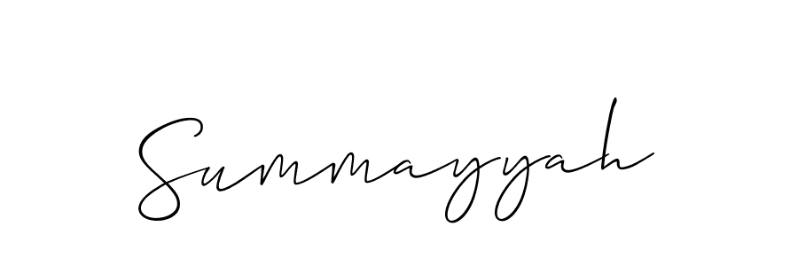 Design your own signature with our free online signature maker. With this signature software, you can create a handwritten (Allison_Script) signature for name Summayyah. Summayyah signature style 2 images and pictures png