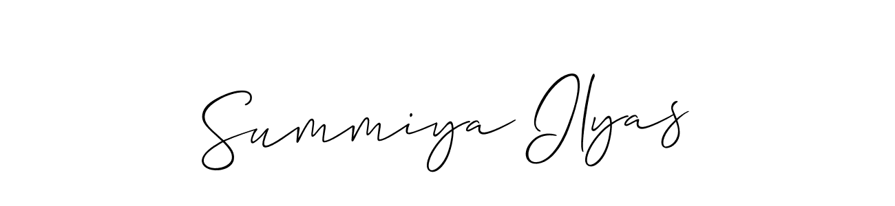 Make a beautiful signature design for name Summiya Ilyas. With this signature (Allison_Script) style, you can create a handwritten signature for free. Summiya Ilyas signature style 2 images and pictures png