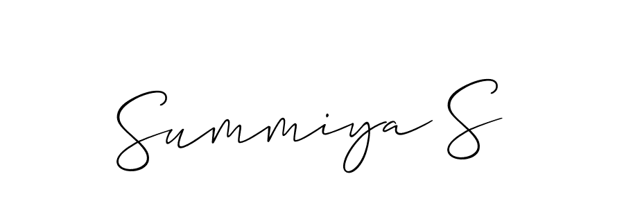 How to make Summiya S name signature. Use Allison_Script style for creating short signs online. This is the latest handwritten sign. Summiya S signature style 2 images and pictures png