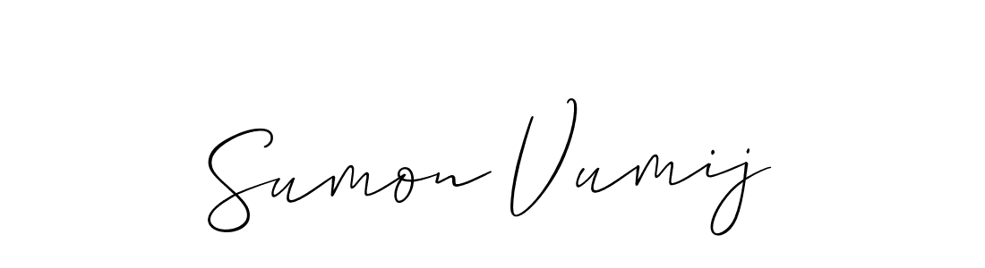 The best way (Allison_Script) to make a short signature is to pick only two or three words in your name. The name Sumon Vumij include a total of six letters. For converting this name. Sumon Vumij signature style 2 images and pictures png