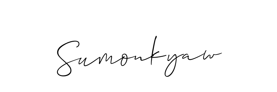 if you are searching for the best signature style for your name Sumonkyaw. so please give up your signature search. here we have designed multiple signature styles  using Allison_Script. Sumonkyaw signature style 2 images and pictures png