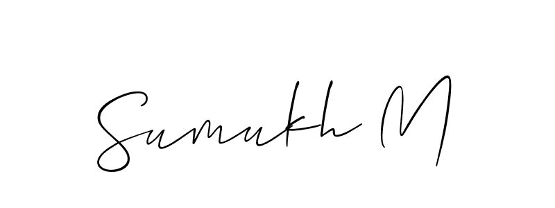 if you are searching for the best signature style for your name Sumukh M. so please give up your signature search. here we have designed multiple signature styles  using Allison_Script. Sumukh M signature style 2 images and pictures png