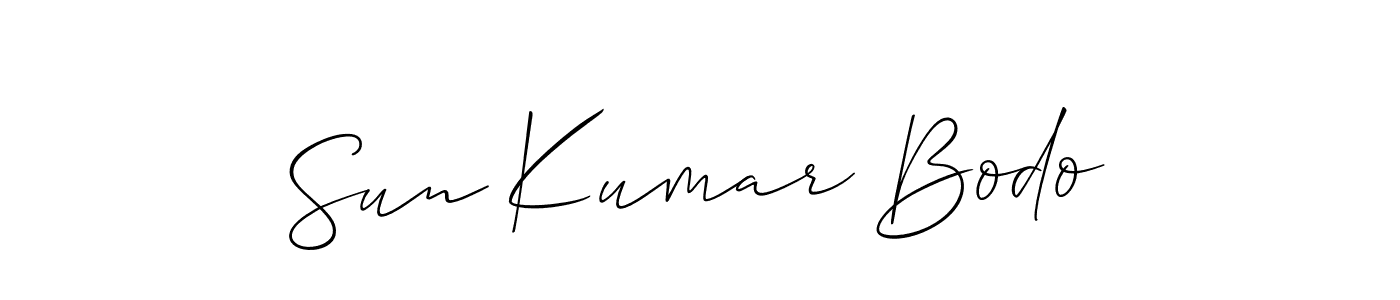 Also You can easily find your signature by using the search form. We will create Sun Kumar Bodo name handwritten signature images for you free of cost using Allison_Script sign style. Sun Kumar Bodo signature style 2 images and pictures png