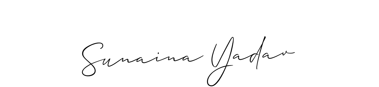 Allison_Script is a professional signature style that is perfect for those who want to add a touch of class to their signature. It is also a great choice for those who want to make their signature more unique. Get Sunaina Yadav name to fancy signature for free. Sunaina Yadav signature style 2 images and pictures png