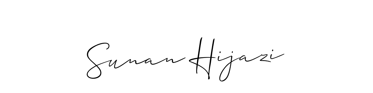 Also You can easily find your signature by using the search form. We will create Sunan Hijazi name handwritten signature images for you free of cost using Allison_Script sign style. Sunan Hijazi signature style 2 images and pictures png