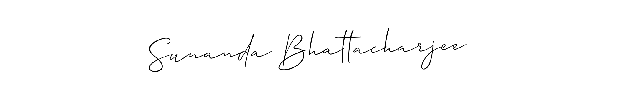 The best way (Allison_Script) to make a short signature is to pick only two or three words in your name. The name Sunanda Bhattacharjee include a total of six letters. For converting this name. Sunanda Bhattacharjee signature style 2 images and pictures png