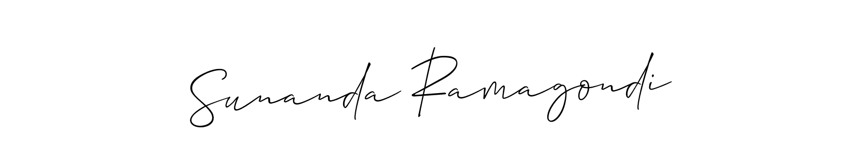 Make a short Sunanda Ramagondi signature style. Manage your documents anywhere anytime using Allison_Script. Create and add eSignatures, submit forms, share and send files easily. Sunanda Ramagondi signature style 2 images and pictures png