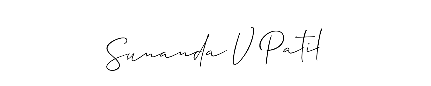 Similarly Allison_Script is the best handwritten signature design. Signature creator online .You can use it as an online autograph creator for name Sunanda V Patil. Sunanda V Patil signature style 2 images and pictures png