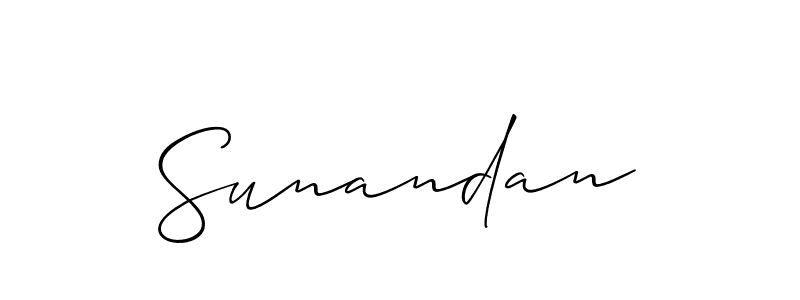Make a beautiful signature design for name Sunandan. With this signature (Allison_Script) style, you can create a handwritten signature for free. Sunandan signature style 2 images and pictures png