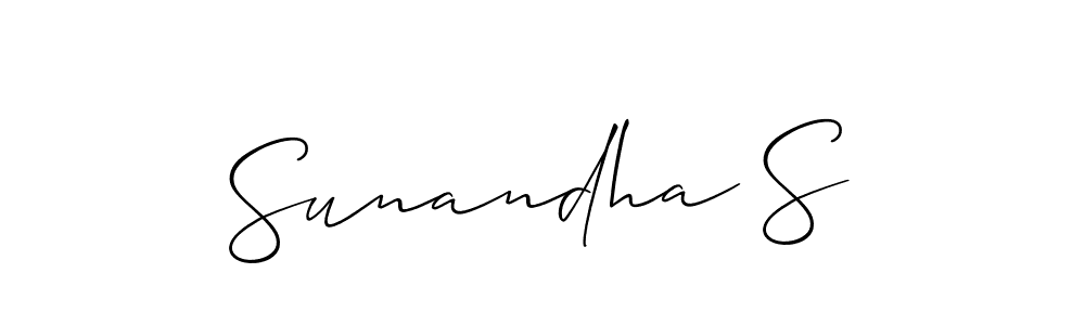 Also You can easily find your signature by using the search form. We will create Sunandha S name handwritten signature images for you free of cost using Allison_Script sign style. Sunandha S signature style 2 images and pictures png