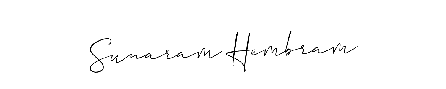 It looks lik you need a new signature style for name Sunaram Hembram. Design unique handwritten (Allison_Script) signature with our free signature maker in just a few clicks. Sunaram Hembram signature style 2 images and pictures png