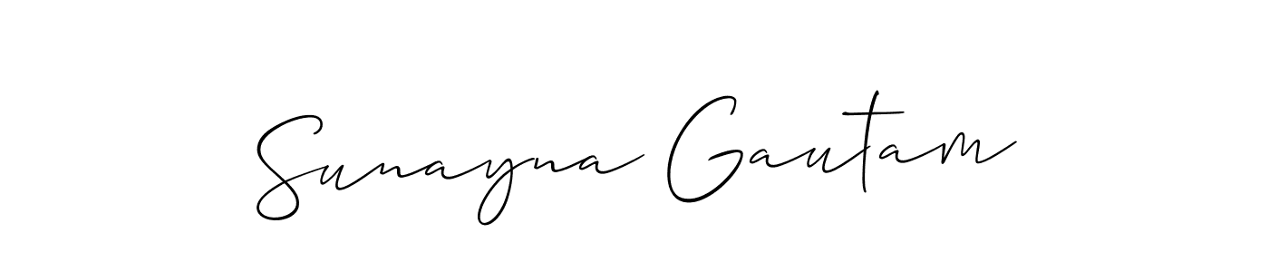 Sunayna Gautam stylish signature style. Best Handwritten Sign (Allison_Script) for my name. Handwritten Signature Collection Ideas for my name Sunayna Gautam. Sunayna Gautam signature style 2 images and pictures png