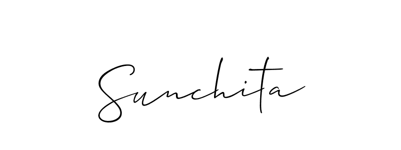 The best way (Allison_Script) to make a short signature is to pick only two or three words in your name. The name Sunchita include a total of six letters. For converting this name. Sunchita signature style 2 images and pictures png