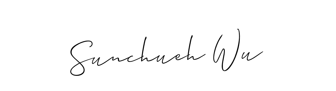 Also You can easily find your signature by using the search form. We will create Sunchueh Wu name handwritten signature images for you free of cost using Allison_Script sign style. Sunchueh Wu signature style 2 images and pictures png