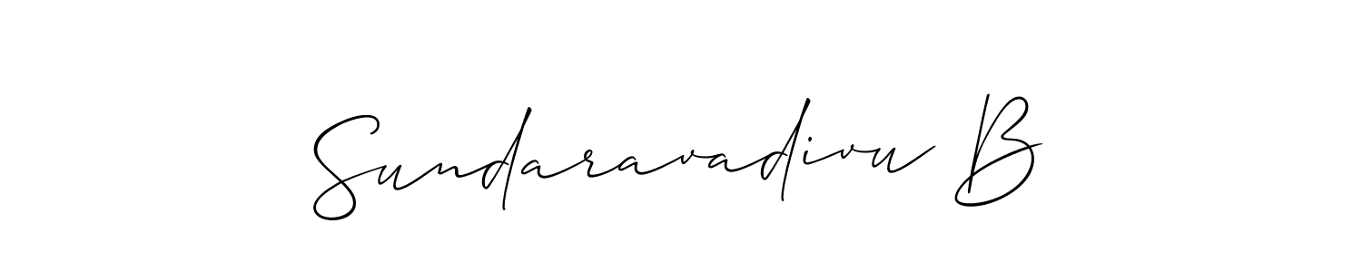 Similarly Allison_Script is the best handwritten signature design. Signature creator online .You can use it as an online autograph creator for name Sundaravadivu B. Sundaravadivu B signature style 2 images and pictures png