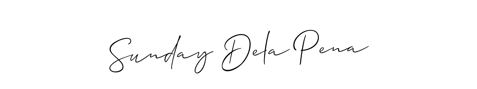 You should practise on your own different ways (Allison_Script) to write your name (Sunday Dela Pena) in signature. don't let someone else do it for you. Sunday Dela Pena signature style 2 images and pictures png