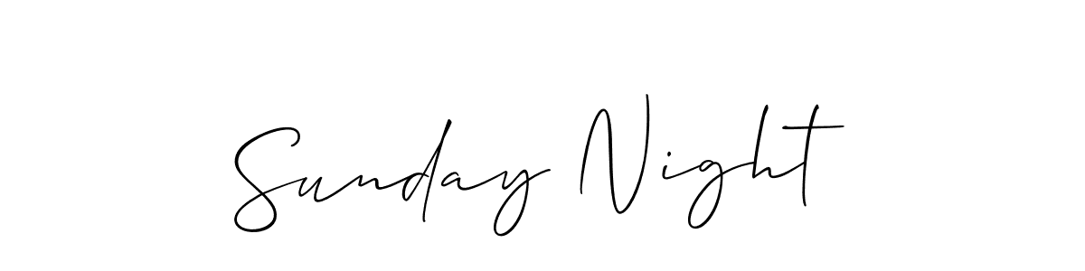 Also You can easily find your signature by using the search form. We will create Sunday Night name handwritten signature images for you free of cost using Allison_Script sign style. Sunday Night signature style 2 images and pictures png