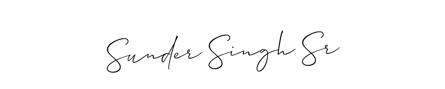 How to make Sunder Singh Sr name signature. Use Allison_Script style for creating short signs online. This is the latest handwritten sign. Sunder Singh Sr signature style 2 images and pictures png