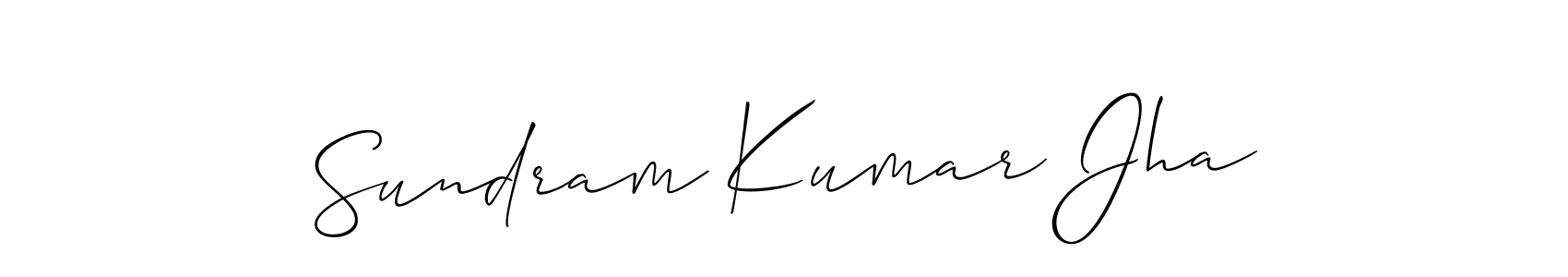 Allison_Script is a professional signature style that is perfect for those who want to add a touch of class to their signature. It is also a great choice for those who want to make their signature more unique. Get Sundram Kumar Jha name to fancy signature for free. Sundram Kumar Jha signature style 2 images and pictures png