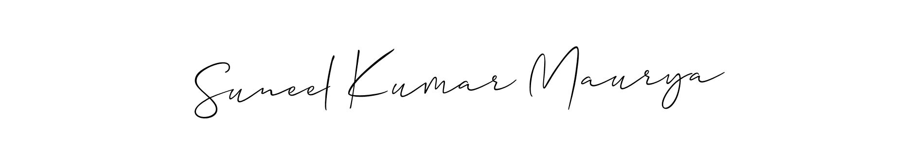 if you are searching for the best signature style for your name Suneel Kumar Maurya. so please give up your signature search. here we have designed multiple signature styles  using Allison_Script. Suneel Kumar Maurya signature style 2 images and pictures png