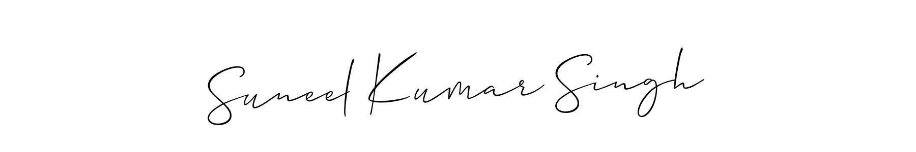 The best way (Allison_Script) to make a short signature is to pick only two or three words in your name. The name Suneel Kumar Singh include a total of six letters. For converting this name. Suneel Kumar Singh signature style 2 images and pictures png