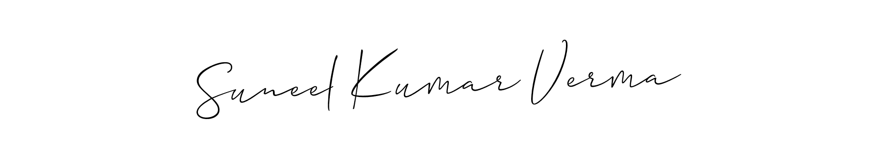 Check out images of Autograph of Suneel Kumar Verma name. Actor Suneel Kumar Verma Signature Style. Allison_Script is a professional sign style online. Suneel Kumar Verma signature style 2 images and pictures png