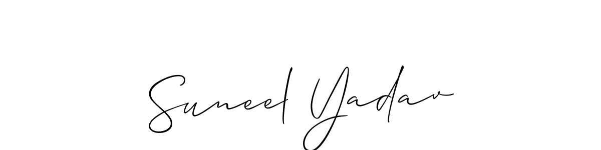 Use a signature maker to create a handwritten signature online. With this signature software, you can design (Allison_Script) your own signature for name Suneel Yadav. Suneel Yadav signature style 2 images and pictures png