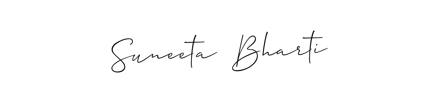 The best way (Allison_Script) to make a short signature is to pick only two or three words in your name. The name Suneeta  Bharti include a total of six letters. For converting this name. Suneeta  Bharti signature style 2 images and pictures png