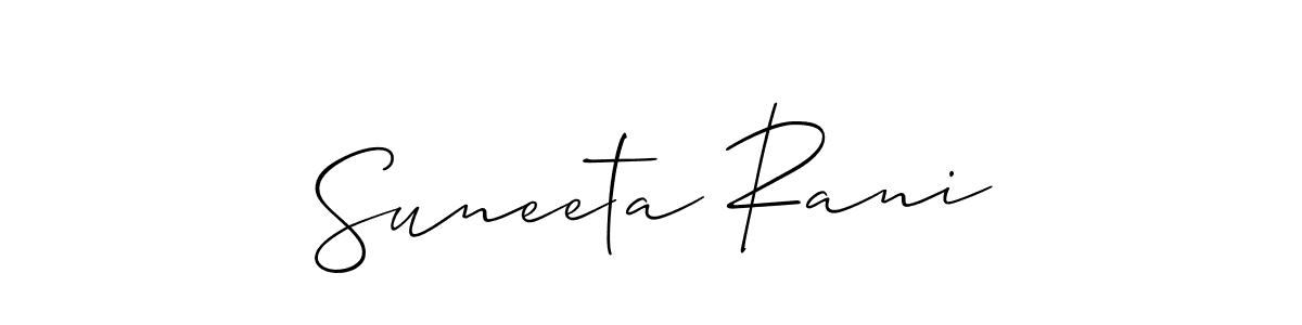 Also You can easily find your signature by using the search form. We will create Suneeta Rani name handwritten signature images for you free of cost using Allison_Script sign style. Suneeta Rani signature style 2 images and pictures png