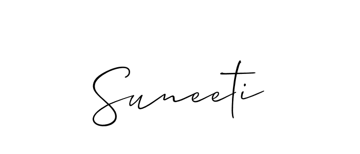 Use a signature maker to create a handwritten signature online. With this signature software, you can design (Allison_Script) your own signature for name Suneeti. Suneeti signature style 2 images and pictures png