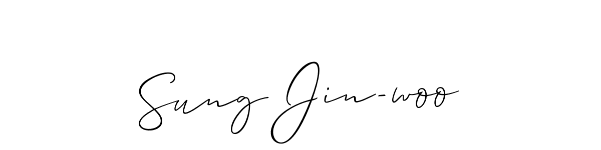 if you are searching for the best signature style for your name Sung Jin-woo. so please give up your signature search. here we have designed multiple signature styles  using Allison_Script. Sung Jin-woo signature style 2 images and pictures png