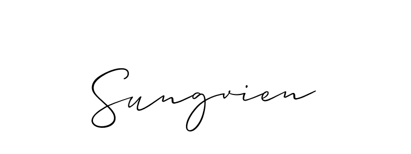 It looks lik you need a new signature style for name Sungvien. Design unique handwritten (Allison_Script) signature with our free signature maker in just a few clicks. Sungvien signature style 2 images and pictures png