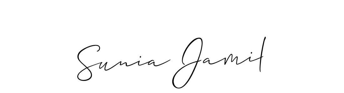 The best way (Allison_Script) to make a short signature is to pick only two or three words in your name. The name Sunia Jamil include a total of six letters. For converting this name. Sunia Jamil signature style 2 images and pictures png