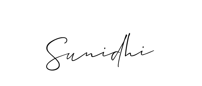 Design your own signature with our free online signature maker. With this signature software, you can create a handwritten (Allison_Script) signature for name Sunidhi. Sunidhi signature style 2 images and pictures png