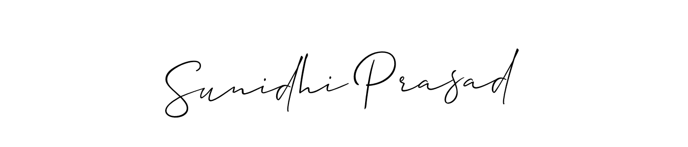 The best way (Allison_Script) to make a short signature is to pick only two or three words in your name. The name Sunidhi Prasad include a total of six letters. For converting this name. Sunidhi Prasad signature style 2 images and pictures png