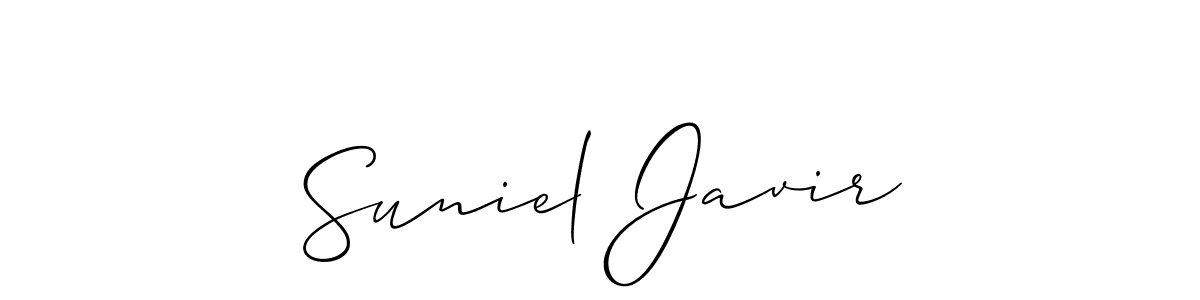 Create a beautiful signature design for name Suniel Javir. With this signature (Allison_Script) fonts, you can make a handwritten signature for free. Suniel Javir signature style 2 images and pictures png
