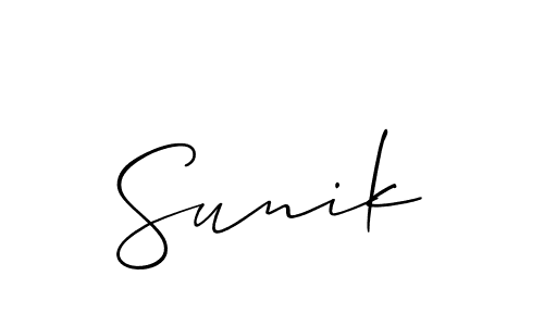 It looks lik you need a new signature style for name Sunik. Design unique handwritten (Allison_Script) signature with our free signature maker in just a few clicks. Sunik signature style 2 images and pictures png