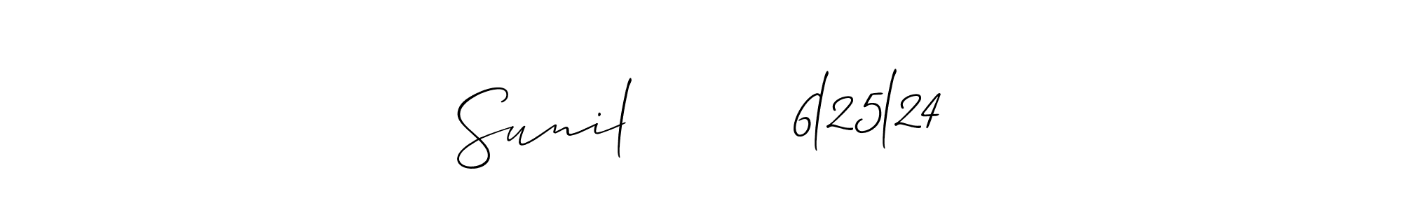 The best way (Allison_Script) to make a short signature is to pick only two or three words in your name. The name Sunil        6l25l24 include a total of six letters. For converting this name. Sunil        6l25l24 signature style 2 images and pictures png