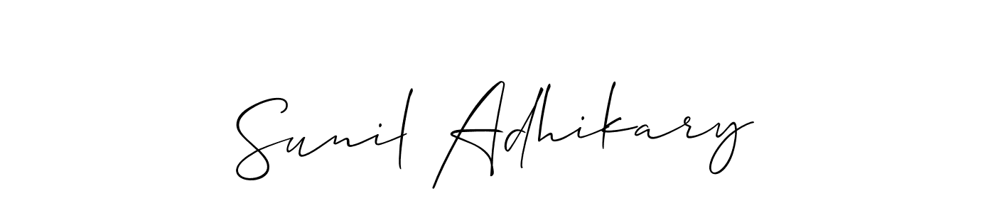 Use a signature maker to create a handwritten signature online. With this signature software, you can design (Allison_Script) your own signature for name Sunil Adhikary. Sunil Adhikary signature style 2 images and pictures png