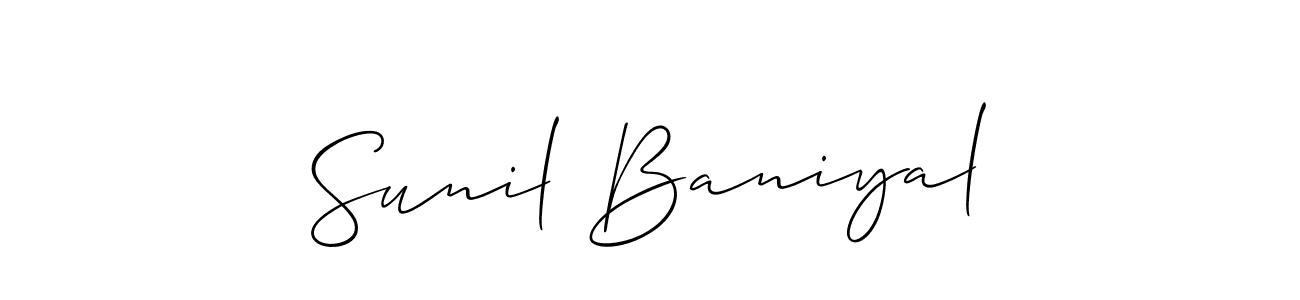 This is the best signature style for the Sunil Baniyal name. Also you like these signature font (Allison_Script). Mix name signature. Sunil Baniyal signature style 2 images and pictures png