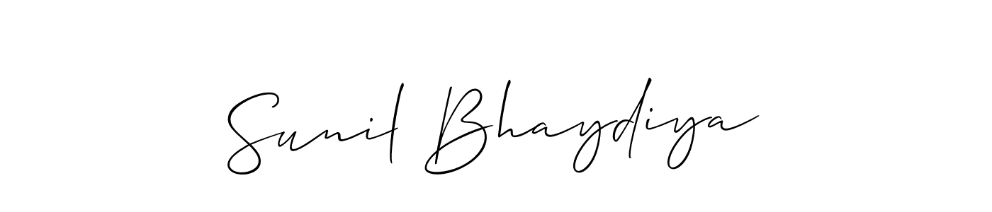 Use a signature maker to create a handwritten signature online. With this signature software, you can design (Allison_Script) your own signature for name Sunil Bhaydiya. Sunil Bhaydiya signature style 2 images and pictures png